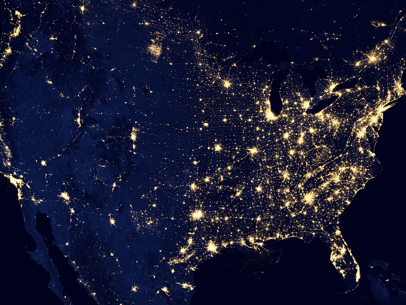 Satellite View of USA at Night